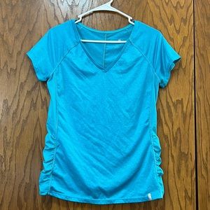 Medium Cyan Blue Tangerine Fitted Active T-shirt